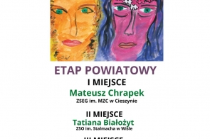 Plakat przedstawiający laureatów Etapu Powiatowego Regionalnej Olimpiady Wiedzy o Zdrowiu Psychicznym.