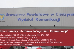 Nowe numery telefonów do Wydziału Komunikacji! 